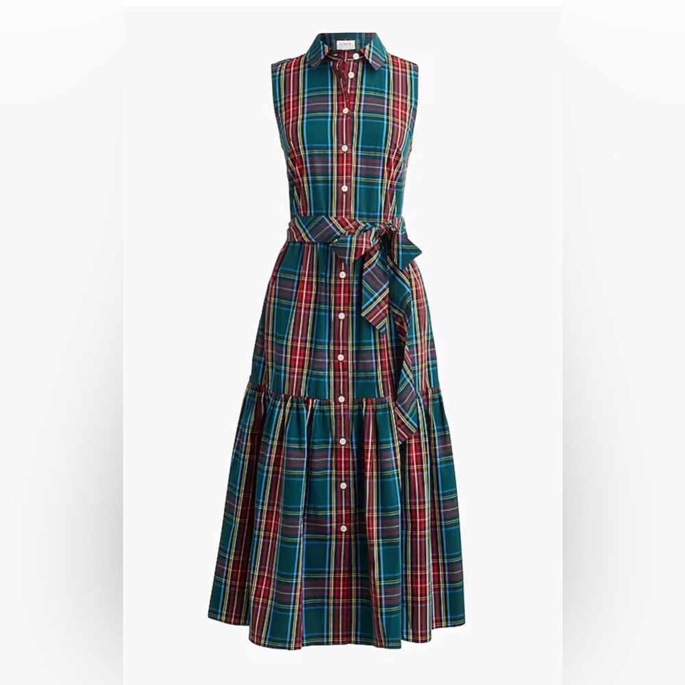 NWOT J Crew Tartan Midi Shirtdress